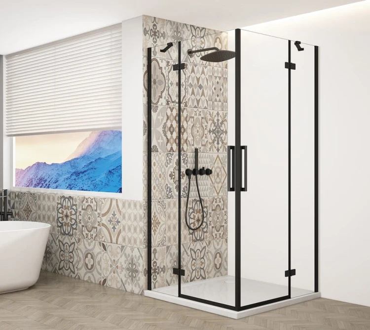 TRINITY BLACK kabina prysznicowa 1200x800mm, wejście z rogu, szkło czyste