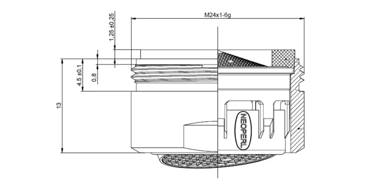 Rysunek techniczny - NEOPERL perlator z regulowanym sitkiem, gwint zewnętrzny M24x1, chrom