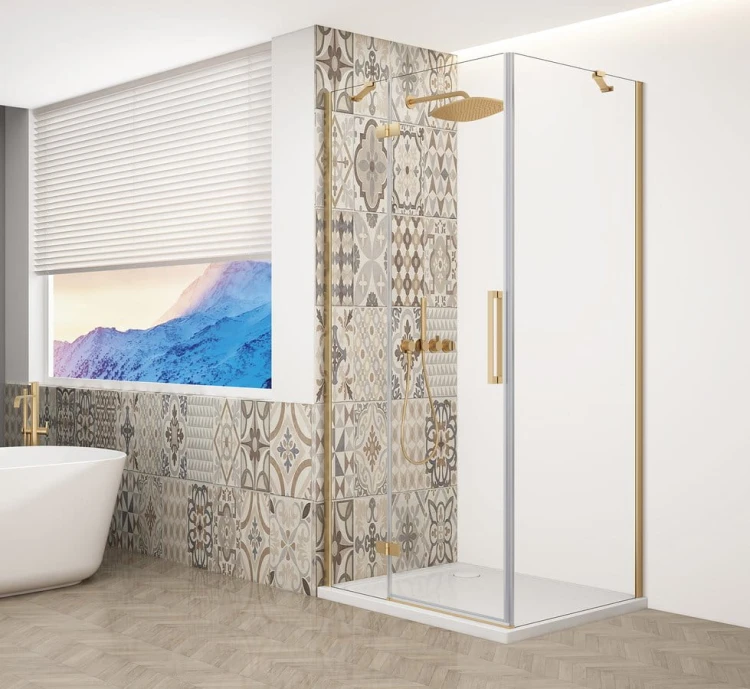 TRINITY GOLD MATT kabina prysznicowa 900x900mm, szkło czyste, lewe