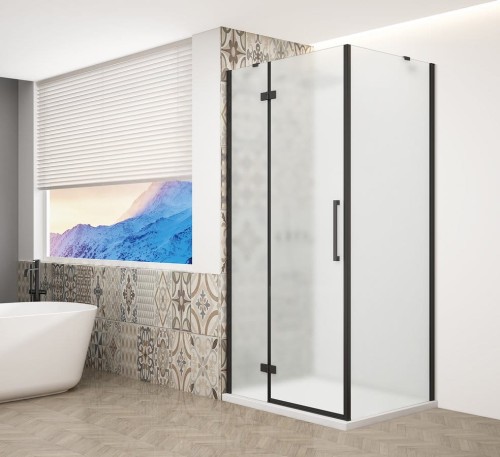 TRINITY BLACK kabina prysznicowa 900x900mm, szkło matowe, lewe
