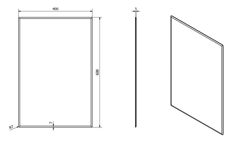 Rysunek techniczny - ACCORD lustro fazowane 40x60cm, CU free