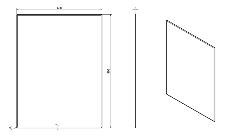 Rysunek techniczny - ACCORD lustro fazowane 60x80cm, CU free