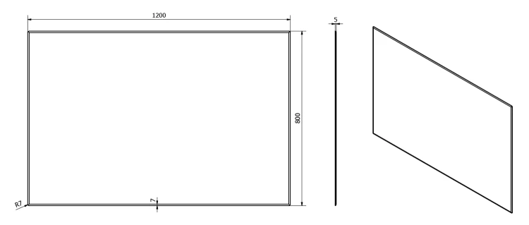 Rysunek techniczny - ACCORD lustro fazowane 120x80cm, CU free