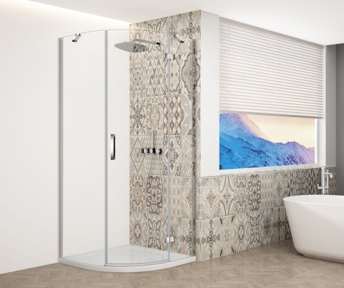 TRINITY CHROME kabina prysznicowa półokrągła 900x900mm, szkło czyste, prawa