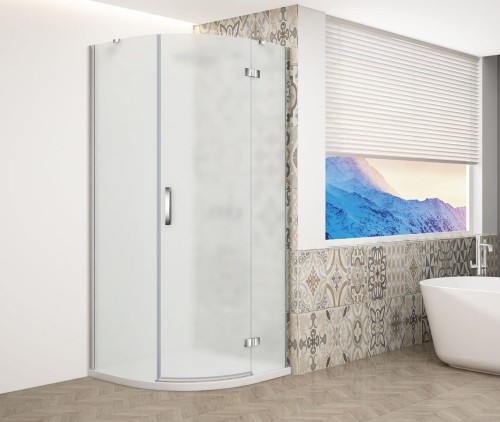 TRINITY CHROME kabina prysznicowa półokrągła 900x900mm, szkło matowe, prawa