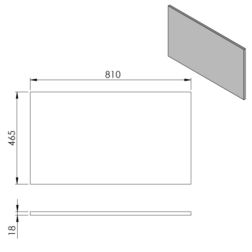 Rysunek techniczny - Blat DTDL 81x1,8x46,5cm, dąb cuneo