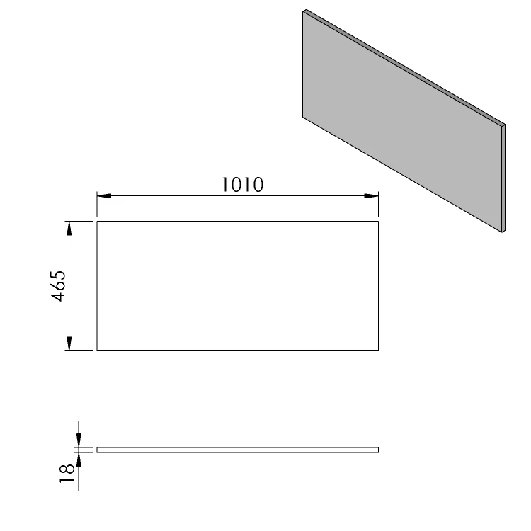Rysunek techniczny - Blat DTDL 101x1,8x46,5cm, dąb cuneo
