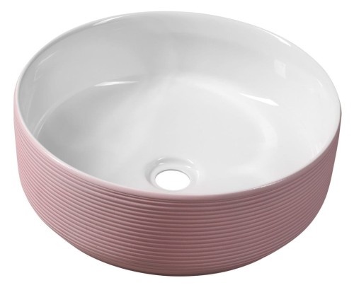 ARDEA ceramiczna umywalka nablatowa, średnica 41cm, biały/różowa