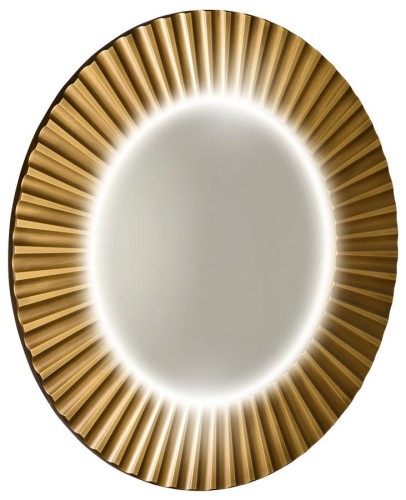 PRIDE STRIP okrągłe lustro z oświetleniem LED w ramie średnica 90cm, brąz