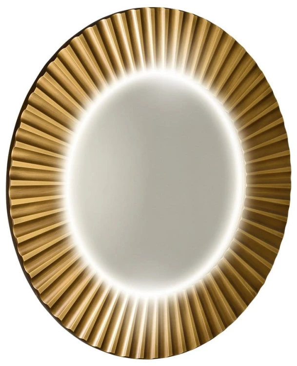PRIDE STRIP okrągłe lustro z oświetleniem LED w ramie średnica 90cm, brąz