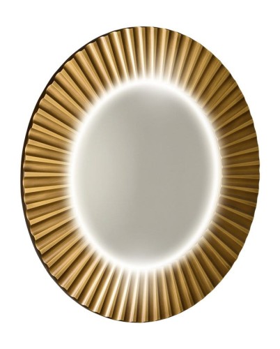 PRIDE STRIP okrągłe lustro z oświetleniem LED w ramie średnica 75cm, brąz