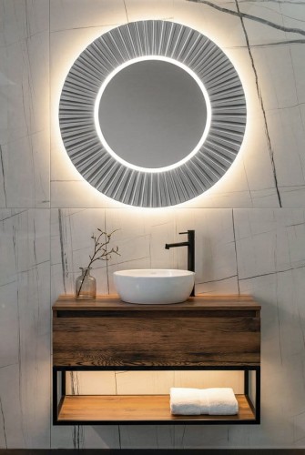 PRIDE STRIP okrągłe lustro z oświetleniem LED w ramie średnica 75cm, srebro #2
