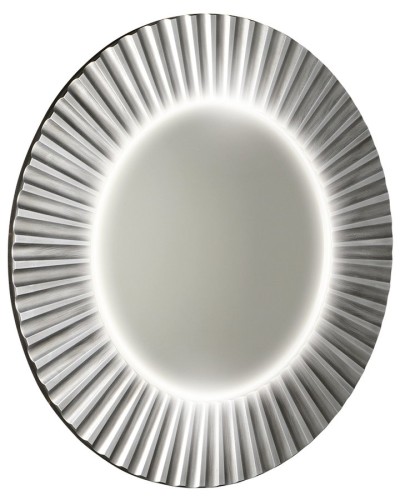 PRIDE STRIP okrągłe lustro z oświetleniem LED w ramie średnica 90cm, srebro