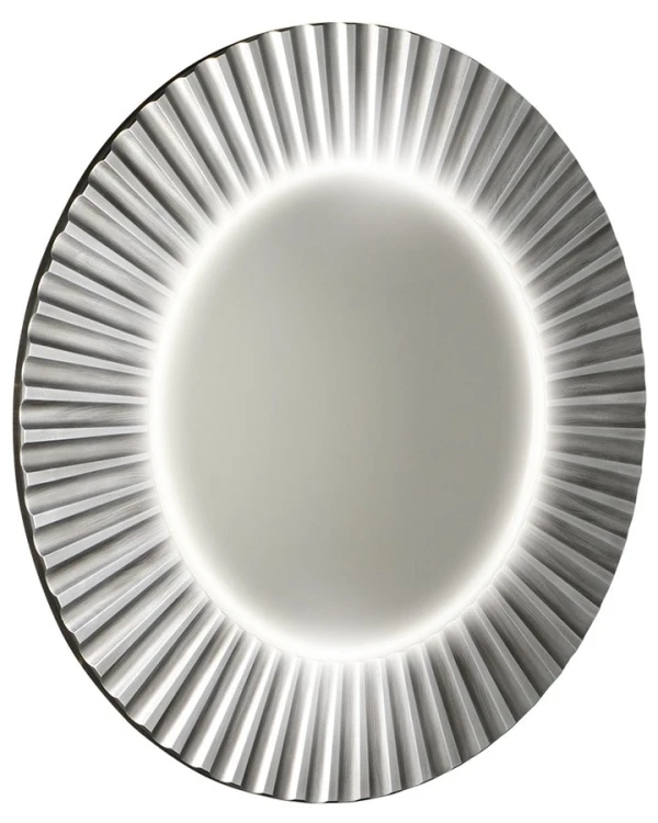 PRIDE STRIP okrągłe lustro z oświetleniem LED w ramie średnica 90cm, srebro
