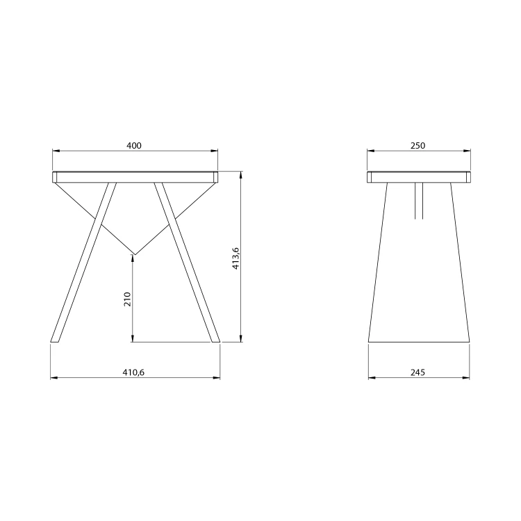 Rysunek techniczny - ASTYLE taboret 40x41x25cm, lite drewno dąb naturalny
