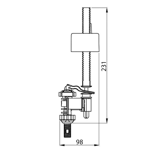 Rysunek techniczny - Zawór napełniający dolny 3/8"