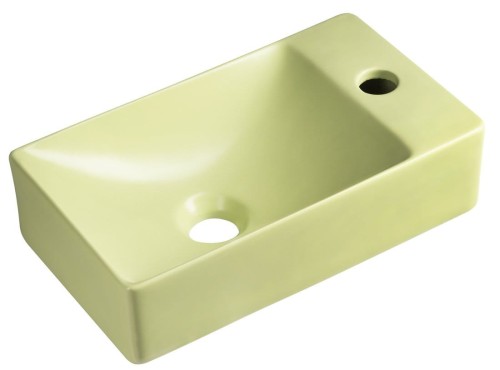 MARGITHA umywalka ceramiczna 38x22cm, otwór na baterię po prawej stronie, pistacjowy