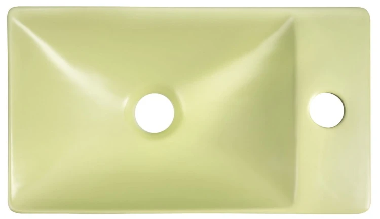 MARGITHA umywalka ceramiczna 38x22cm, otwór na baterię po prawej stronie, pistacjowy #3