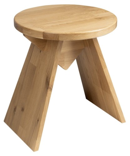 ASTYLE okrągły taboret średnica 36x41cm, lite drewno dąb naturalny