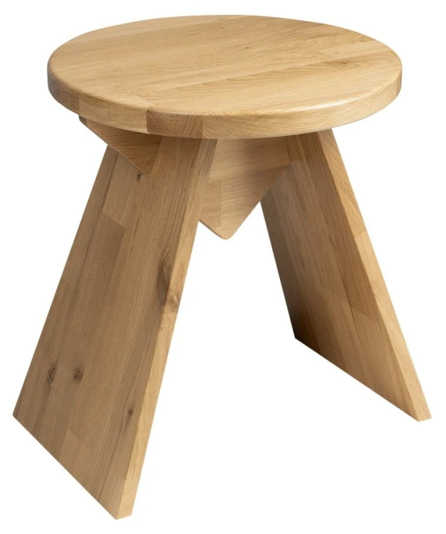 ASTYLE okrągły taboret średnica 36x41cm, lite drewno dąb naturalny