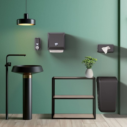 ECOLORED ścienny kosz na śmieci z pokrywą 23l, ABS, Soft Touch, czarny mat #2