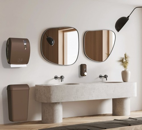 ECOLORED ścienny kosz na śmieci z pokrywą 23l, ABS, Soft Touch, brązowy #2