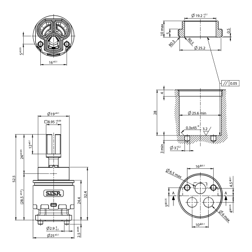 Rysunek techniczny - Głowica zamienna 25mm
