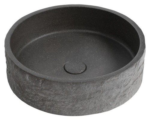 ISPIR betonowa umywalka z odpływem, 40cm, czarny granit