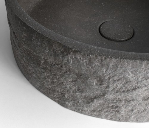 ISPIR betonowa umywalka z odpływem, 40cm, czarny granit #2
