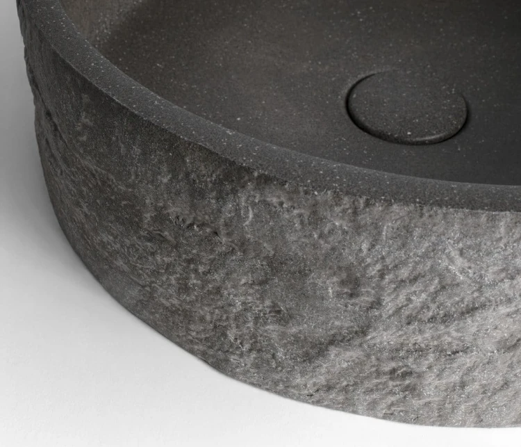 ISPIR betonowa umywalka z odpływem, 40cm, czarny granit #2