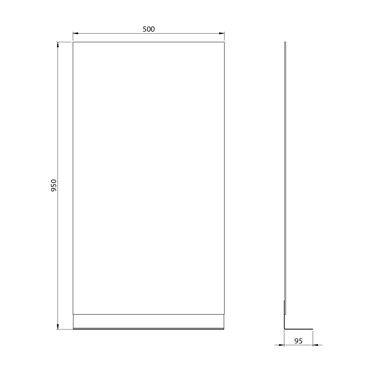 Rysunek techniczny - SECA Lustro z półką 50x95cm, CU free, czarny mat