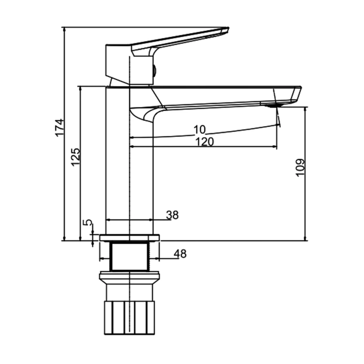Rysunek techniczny - FLERY bateria umywalkowa, chrom
