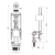 Rysunek techniczny - Mechanizm spłukujący z DUAL przyciskiem, napełnianie od dołu 1/2", chrom