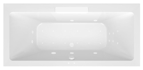 CASCATA wanna z hydromasażem, 185x85x45cm, kaskada biała, Attraction Hydro-Air, chrom