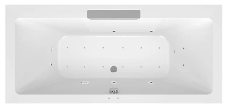CASCATA wanna z hydromasażem, 185x85x45cm, kaskada ze stali nierdz., Active Hydro-Air, chrom