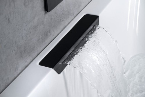 CASCATA wanna z hydromasażem, 185x85x45cm, kaskada czarna, Attraction Hydro, chrom #2