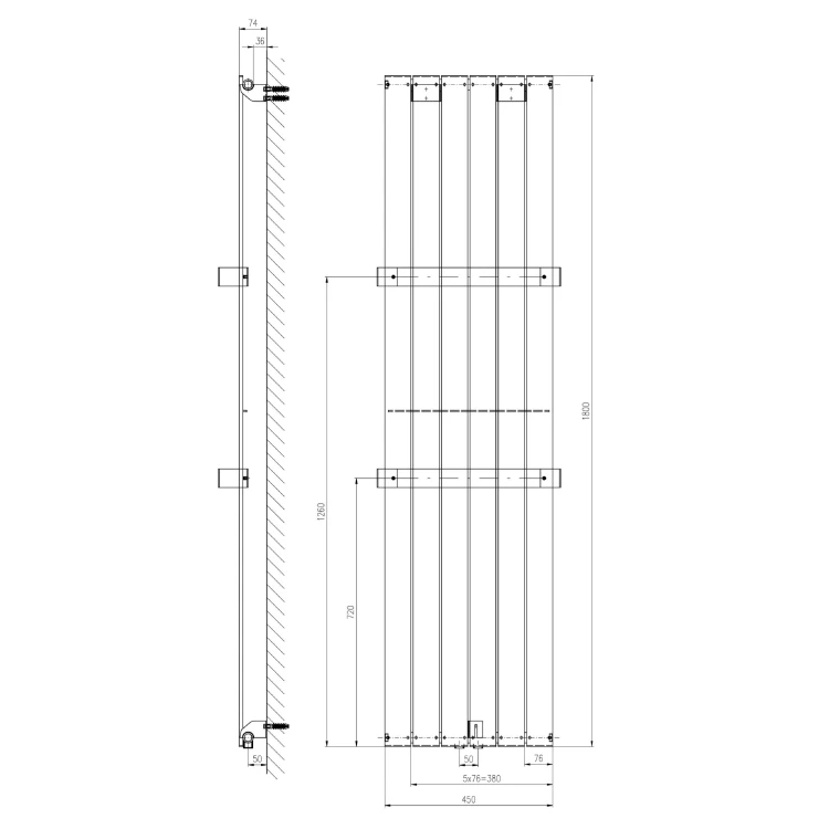 Rysunek techniczny - COLONNA grzejnik 450x1800mm, piaskowiec