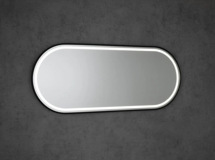 KAIRA lustro owalne z oświetleniem LED 120x50cm, czarny mat #2