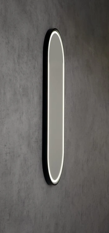 KAIRA lustro owalne z oświetleniem LED 120x50cm, czarny mat #4