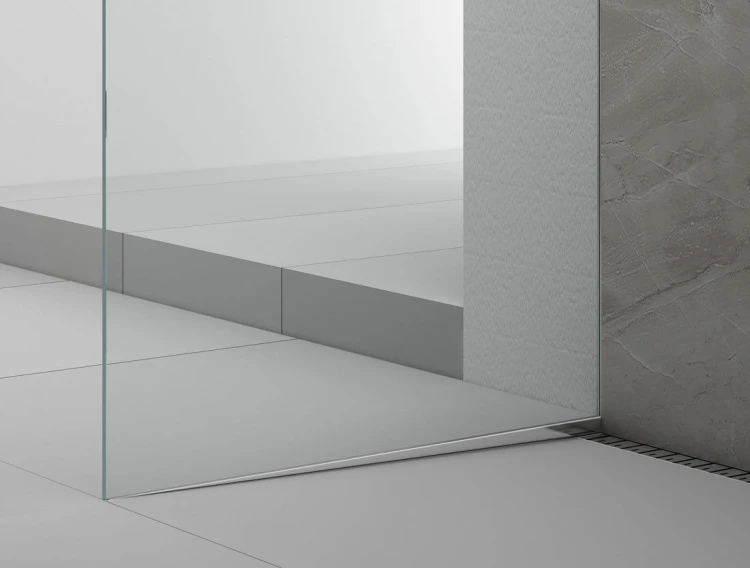 ARCHITEX zestaw do mocowania szkła podłoga-ściana-suft z listwą spadkową, 1615x2105mm, lewy, polerowany aluminium #6