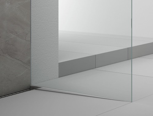 ARCHITEX zestaw do mocowania szkła podłoga-ściana-suft z listwą spadkową, 1615x2105mm, prawy, polerowany aluminium #2