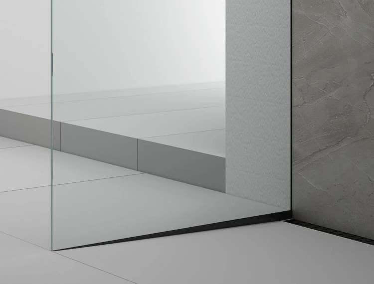 ARCHITEX zestaw do mocowania szkła podłoga-ściana-sufit z listwą spadkową, 1615x2600mm, lewy, czarny mat #6