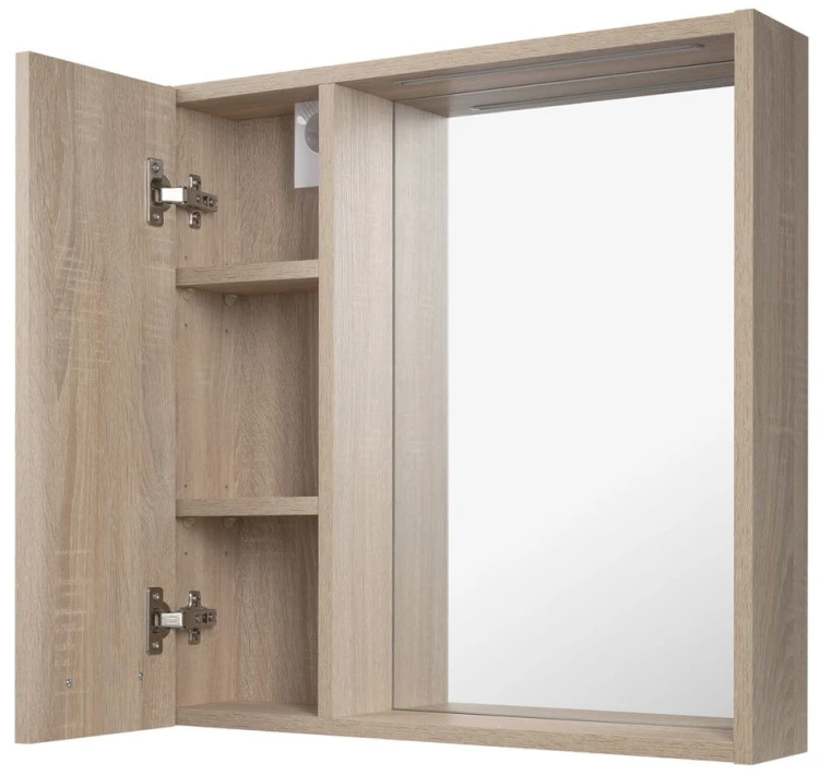 ZOJA/KERAMIA FRESH STRIP szafka z lustrem i oświetleniem LED, 60x60x14cm, lewa, dąb platin #3