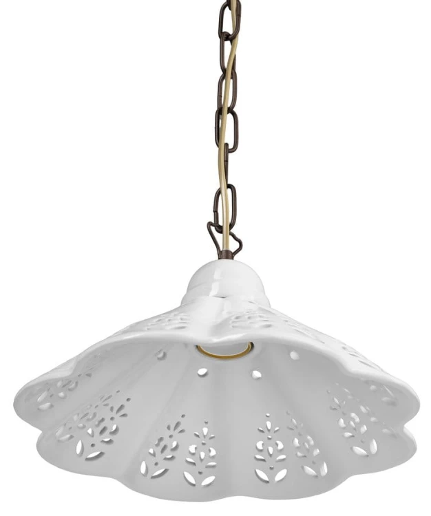 LAMPEDUSA lampa wisząca E27, 60W, 230V, IP21, klosz ceramiczny 30cm, mosiężny łańcuch #3