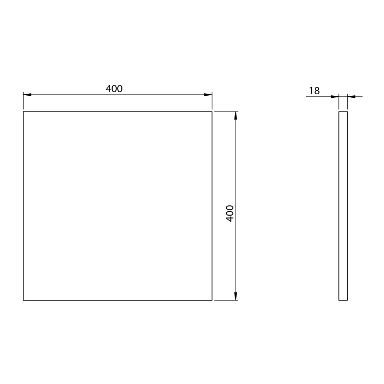 Rysunek techniczny - Blat DTDL 40x1,8x40cm, biały połysk