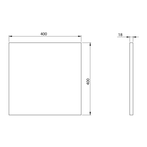Rysunek techniczny - Blat DTDL 40x1,8x40cm, dąb srebrny
