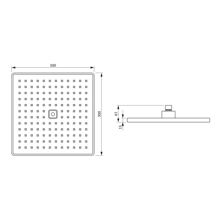 Rysunek techniczny - Deszczownia, 300x300mm, ABS/czarny mat
