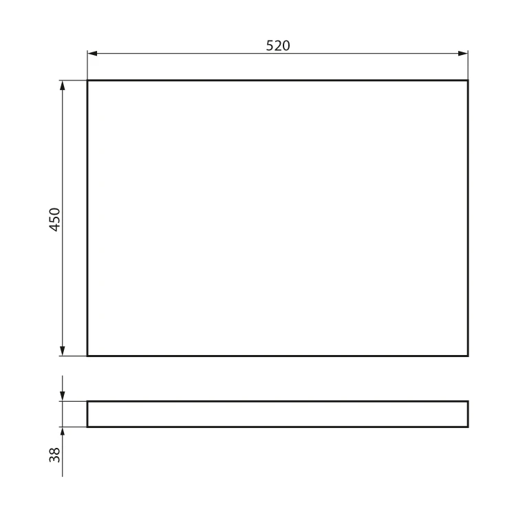 Rysunek techniczny - VEGA blat umywalkowy 52x45cm, dąb platin