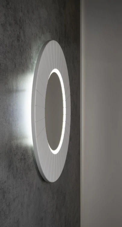 LUMIRO STRIP okrągłe lustro z oświetleniem LED w ramie średnica 75cm, biały mat #7
