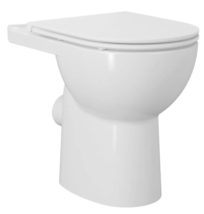 SANIVEX miska kompaktu WC, wyższe siedzenia, Rimless, 63,5x35,5cm, odpływ pionowy/poziomy, biały
